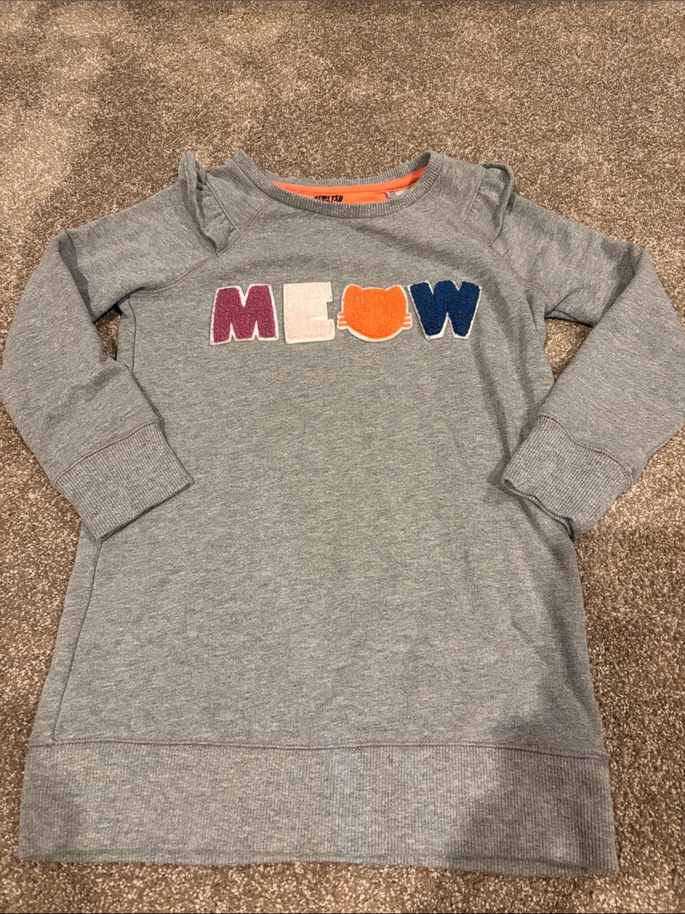 Gray 'MEOW' Pullover sweater for Kids - Cute Appliqué